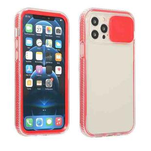 For iPhone 11 Sliding Camera Cover Design Shockproof TPU Frame + Clear PC Case (Red)
