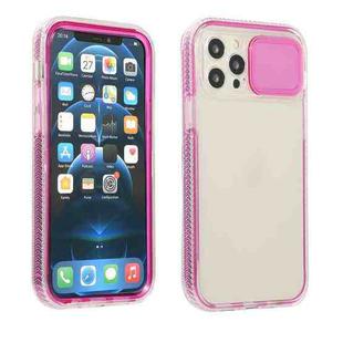 For iPhone 11 Pro Sliding Camera Cover Design Shockproof TPU Frame + Clear PC Case (Rose Red)
