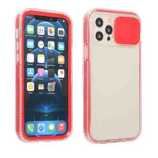 For iPhone 11 Pro Max Sliding Camera Cover Design Shockproof TPU Frame + Clear PC Case (Red)