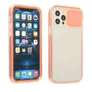 For iPhone 11 Pro Max Sliding Camera Cover Design Shockproof TPU Frame + Clear PC Case (Orange Red)