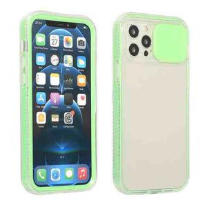 For iPhone 11 Pro Max Sliding Camera Cover Design Shockproof TPU Frame + Clear PC Case (Green)