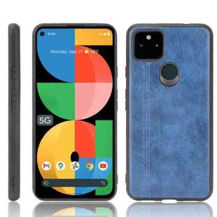 For Google Pixel 5a 5G Shockproof Sewing Cow Pattern Skin PC + PU + TPU Case(Blue)