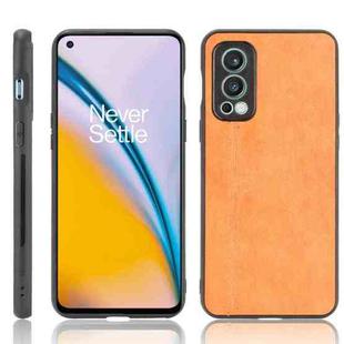 For OnePlus Nord 2 5G Shockproof Sewing Cow Pattern Skin PC + PU + TPU Case(Orange)