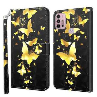 For Motorola Moto G30/G10/G20 3D Painting Pattern Horizontal Flip TPU + PU Leather Case with Holder & Card Slots & Wallet(Gold Butterflies)