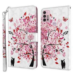 For Motorola Moto G30/G10/G20 3D Painting Pattern Horizontal Flip TPU + PU Leather Case with Holder & Card Slots & Wallet(Cat Under The Tree)