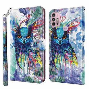 For Motorola Moto G30/G10/G20 3D Painting Pattern Horizontal Flip TPU + PU Leather Case with Holder & Card Slots & Wallet(Watercolor Owl)