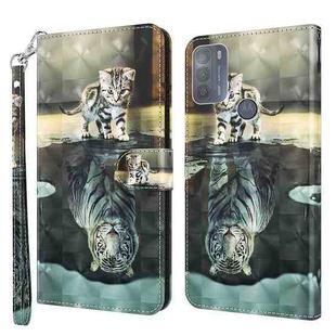 For Motorola Moto G50 3D Painting Pattern Horizontal Flip TPU + PU Leather Case with Holder & Card Slots & Wallet(Cat Tiger)