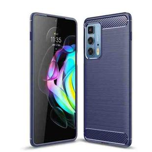 For Motorola Moto Edge 20 Pro Brushed Texture Carbon Fiber TPU Case(Blue)