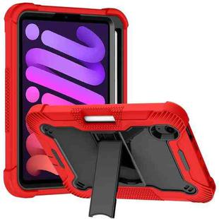 For iPad mini 6 Silicone + PC Shockproof Protective Tablet Case with Holder(Red + Black)