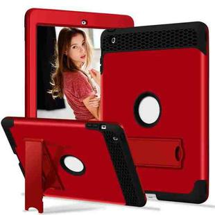 3 in 1 Honeycomb Silicone + PC Shockproof Protective Case with Holder For iPad 4 / 3 / 2(Red + Black)