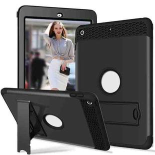 3 in 1 Honeycomb Silicone + PC Shockproof Protective Case with Holder For iPad 9.7 2018 / 2017(Black)