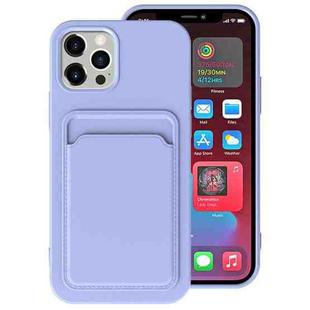 For iPhone 13 mini TPU + Flannel Lining Shockproof Case with Card Slots (Light Purple)