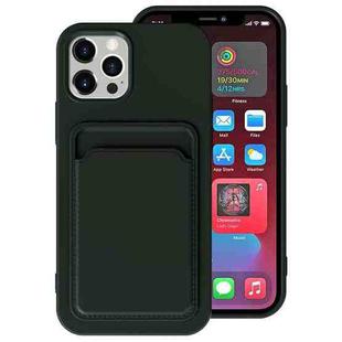 For iPhone 13 Pro Max TPU + Flannel Lining Shockproof Case with Card Slots (Dark Green)