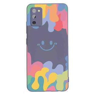 For Samsung Galaxy A02s EU Version Painted Smiley Face Pattern Liquid Silicone Shockproof Case(Dark Grey)