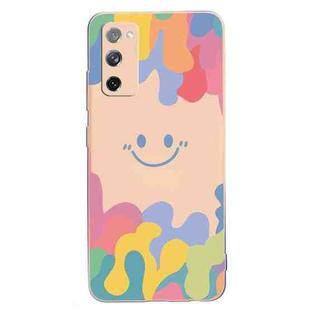 For Samsung Galaxy S20 FE Painted Smiley Face Pattern Liquid Silicone Shockproof Case(Pink)