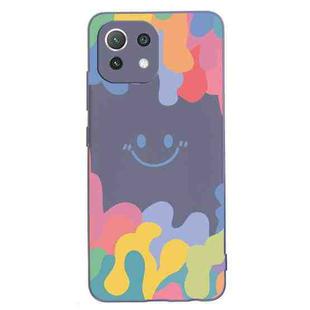 For Xiaomi Mi 11 Painted Smiley Face Pattern Liquid Silicone Shockproof Case(Dark Grey)