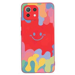 For Xiaomi Mi 11 Painted Smiley Face Pattern Liquid Silicone Shockproof Case(Red)