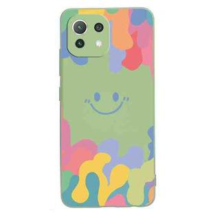 For Xiaomi Mi 11 Lite 5G Painted Smiley Face Pattern Liquid Silicone Shockproof Case(Green)