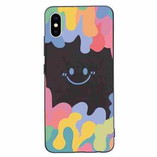Painted Smiley Face Pattern Liquid Silicone Shockproof Case For iPhone XS Max(Black)