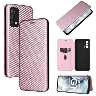 Carbon Fiber Texture Horizontal Flip TPU + PC + PU Leather Case with Card Slot For OPPO Realme GT Master(Pink)
