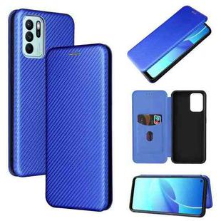 Carbon Fiber Texture Horizontal Flip TPU + PC + PU Leather Case with Card Slot For OPPO Reno6 Z(Blue)