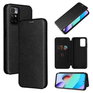 Carbon Fiber Texture Horizontal Flip TPU + PC + PU Leather Case with Card Slot For Xiaomi Redmi 10(Black)