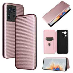 Carbon Fiber Texture Horizontal Flip TPU + PC + PU Leather Case with Card Slot For Xiaomi Mix 4(Pink)