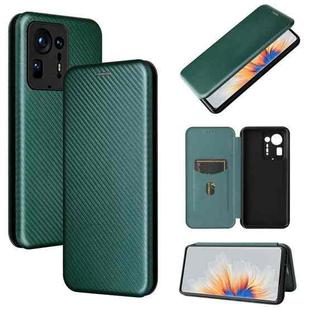 Carbon Fiber Texture Horizontal Flip TPU + PC + PU Leather Case with Card Slot For Xiaomi Mix 4(Green)