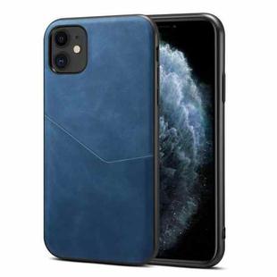 For iPhone 11 Skin Feel PU + TPU Protective Case with Card Slot (Blue)