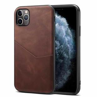For iPhone 11 Pro Max Skin Feel PU + TPU Protective Case with Card Slot (Brown)