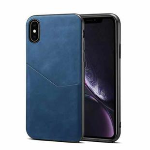 For iPhone X / XS Skin Feel PU + TPU Protective Case with Card Slot(Blue)
