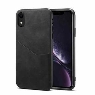 For iPhone XR Skin Feel PU + TPU Protective Case with Card Slot(Black)