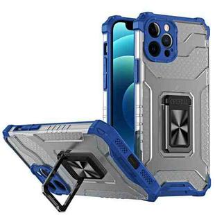 Armor Clear PC + TPU Shockproof Case with Metal Ring Holder For iPhone 13 Pro(Blue Transparent Grey)