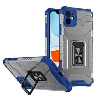 Armor Clear PC + TPU Shockproof Case with Metal Ring Holder For iPhone 11(Blue Transparent Grey)
