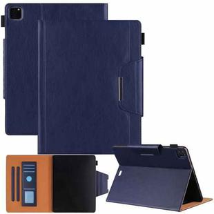 For iPad Pro 12.9 2022 / 2021 / 2020 / 2018 Solid Color Horizontal Flip Leather Tablet Case with Holder & Card Slot & Photo Frame & Wallet(Royal Blue)