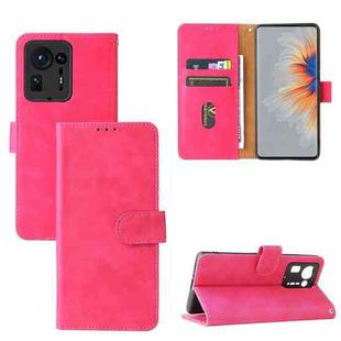 Solid Color Skin Feel Magnetic Buckle Horizontal Flip Calf Texture PU Leather Case with Holder & Card Slots & Wallet For Xiaomi Mix 4(Rose Red)