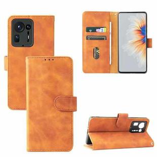 Solid Color Skin Feel Magnetic Buckle Horizontal Flip Calf Texture PU Leather Case with Holder & Card Slots & Wallet For Xiaomi Mix 4(Brown)