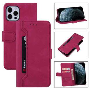 For iPhone 12 / 12 Pro Reverse Buckle Horizontal Flip PU Leather Case with Holder & Card Slot & Wallet(Wine Red)