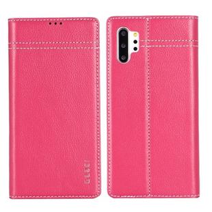 For Galaxy Note 10  GEBEI Top-grain Leather Horizontal Flip Protective Case with Holder & Card Slots(Rose Red)