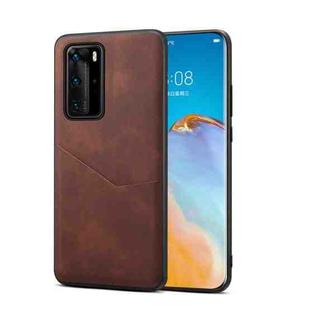 For Huawei P40 Pro Skin Feel PU + TPU Protective Case with Card Slot(Brown)