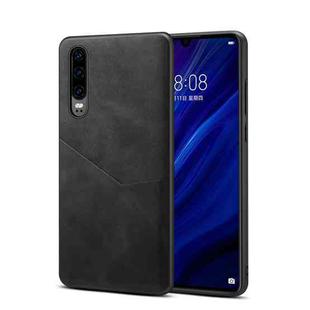 For Huawei P30 Skin Feel PU + TPU Protective Case with Card Slot(Black)