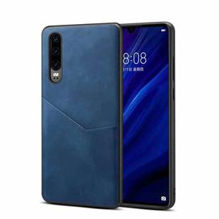 For Huawei P30 Skin Feel PU + TPU Protective Case with Card Slot(Blue)