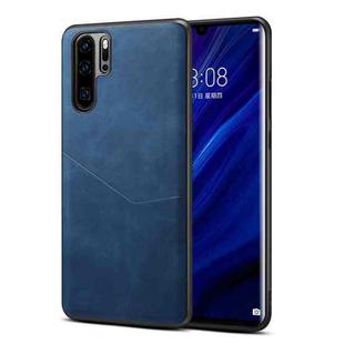 For Huawei P30 Pro Skin Feel PU + TPU Protective Case with Card Slot(Blue)