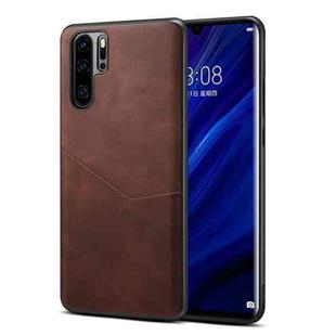For Huawei P30 Pro Skin Feel PU + TPU Protective Case with Card Slot(Brown)