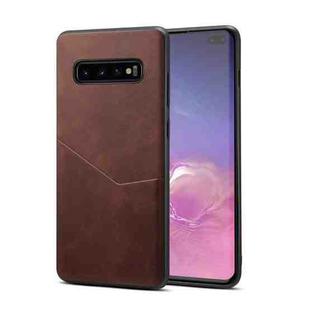 For Samsung Galaxy S10+ Skin Feel PU + TPU Protective Case with Card Slot(Brown)