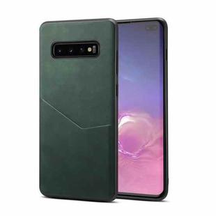 For Samsung Galaxy S10+ Skin Feel PU + TPU Protective Case with Card Slot(Green)