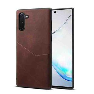 For Samsung Galaxy Note10 Skin Feel PU + TPU Protective Case with Card Slot(Brown)