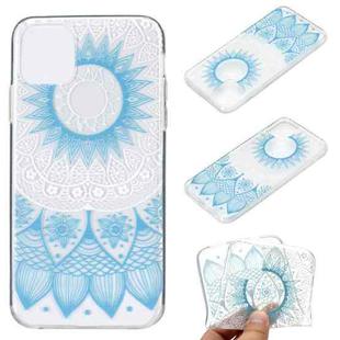 For iPhone 13 Coloured Drawing Pattern Transparent TPU Protective Case(Blue Flower)