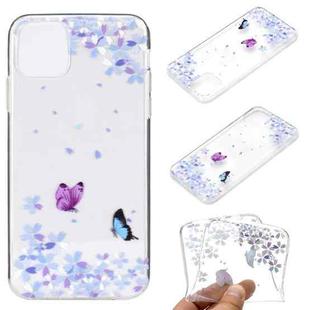 For iPhone 13 Pro Max Coloured Drawing Pattern Transparent TPU Protective Case (Flower Butterfly)