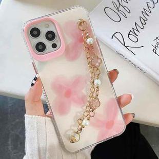For iPhone 12 mini Flower Pattern + Bracelet TPU Phone Protective Case (Three Pink Flowers)
